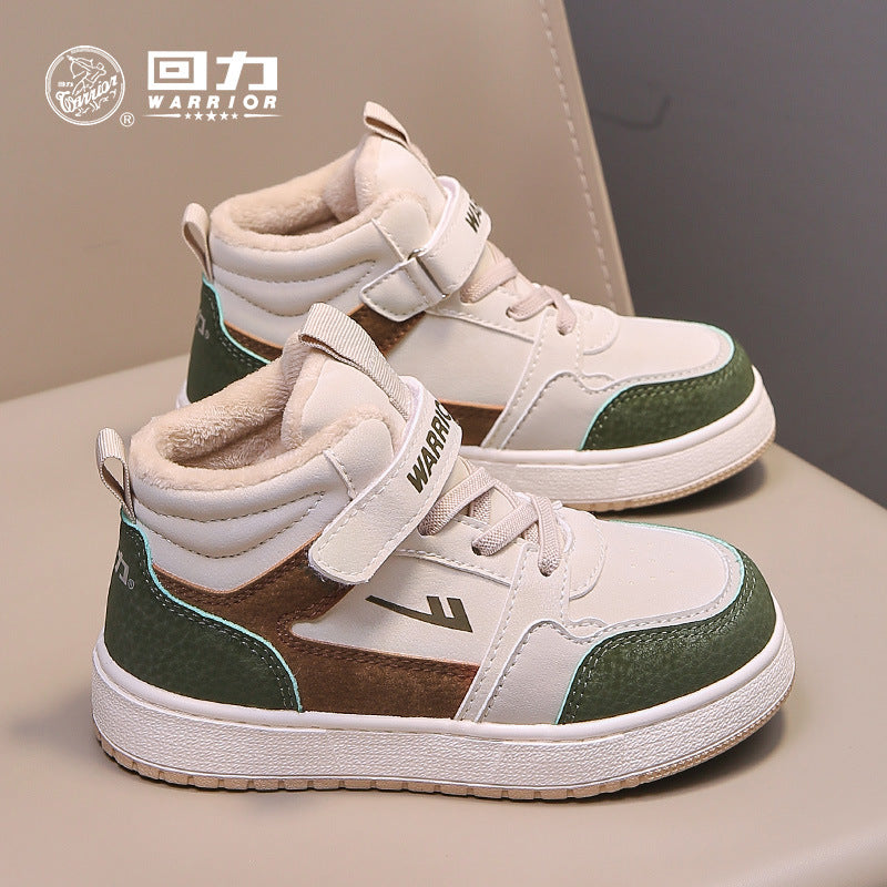 Pullback color blocking versatile Velcro children's shoes, board shoes, children's sports shoes, winter new men's and women's fashion casual shoes