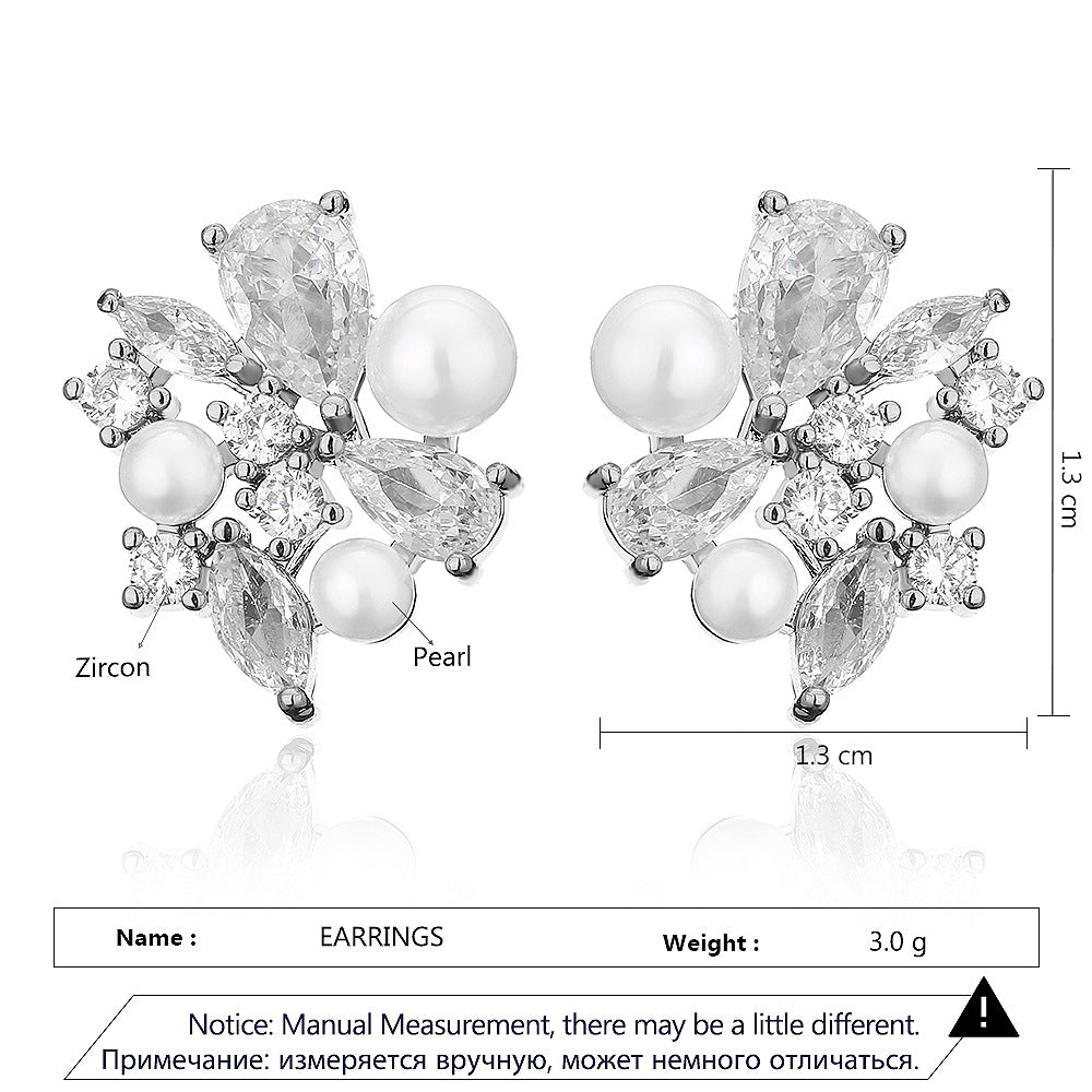 RAKOL's new Korean style light luxury freshwater pearl zircon earrings with a waterdrop-shaped premium feel