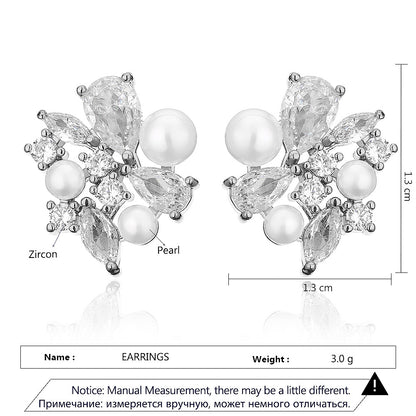 RAKOL's new Korean style light luxury freshwater pearl zircon earrings with a waterdrop-shaped premium feel