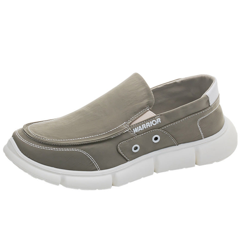 Pullback lightweight and comfortable middle-aged and elderly canvas shoes are simple and breathable, lazy shoes are versatile, easy to put on and take off, casual platform shoes