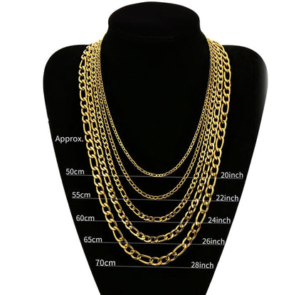 3:1NK Necklace Titanium Steel Gold 8mm Men's Hip Hop Cuban Chain Stainless Steel Figaro Chain Accessories Figaro Chain