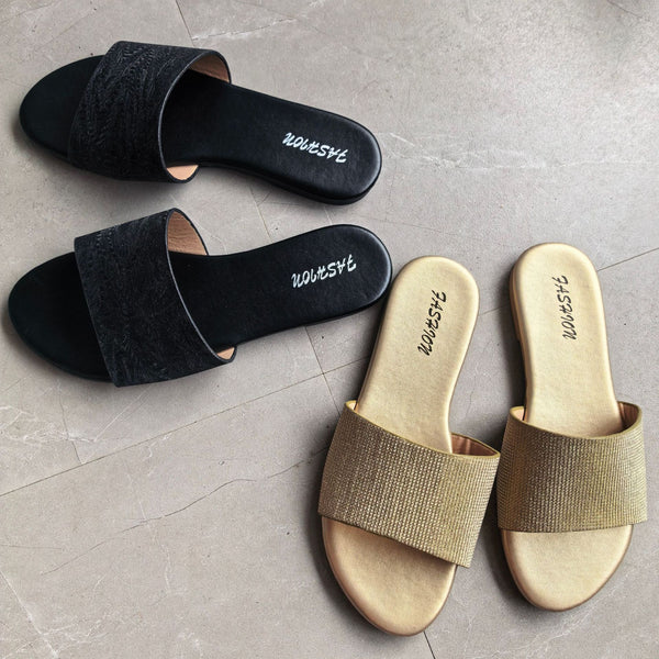 European and American cross-border women's shoes: Glitter fashion slippers, classic elegance, versatile solid color metallic decorative round-toe flats