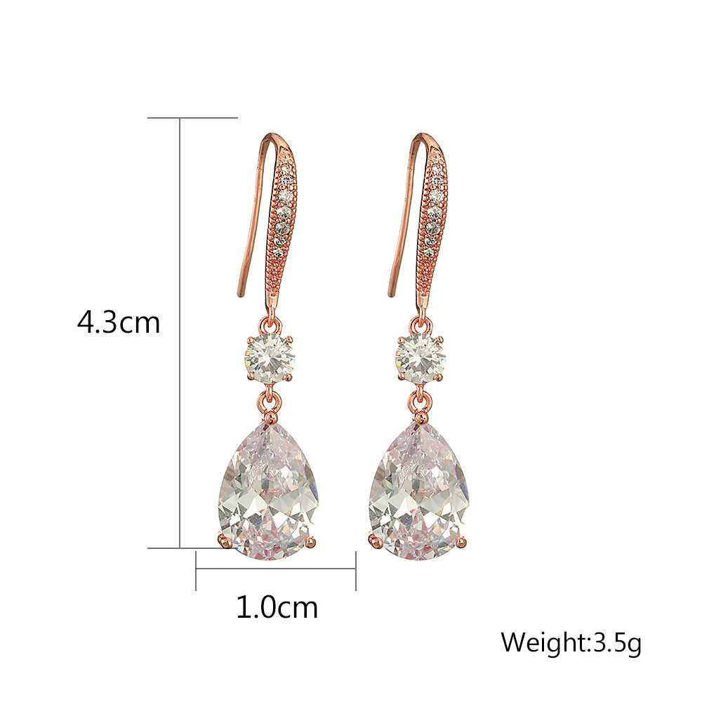 RAKOL Korean version has a simple personality and a long drop earring, a beautiful temperament, a micro-inlaid zircon bridal earring, and an earring