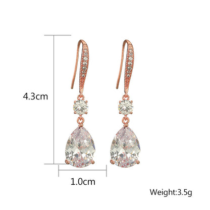 RAKOL Korean version has a simple personality and a long drop earring, a beautiful temperament, a micro-inlaid zircon bridal earring, and an earring