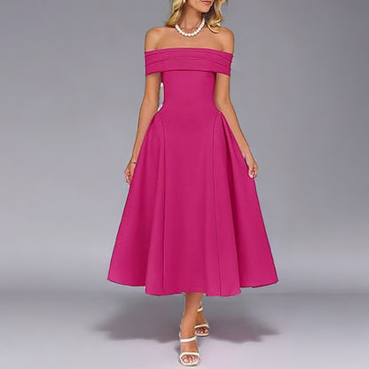 Cross-border 2025 Amazon spring new European and American women's temperament elegant bandeau one-shoulder dress dress