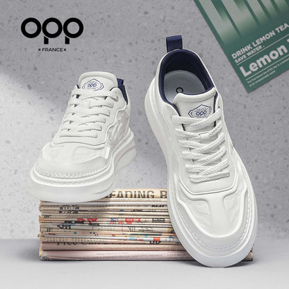 OPP white shoes men's spring 2026 new light luxury high-end platform sports casual versatile leather board shoes