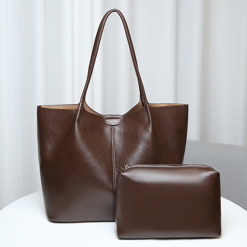Bolsa tote Internacional Novo modelo Bolsa Grande capacidade feminina fashion elegante conjunto de bolsa principal e pequena minimalista para o dia a dia Bolsa de ombro atacado