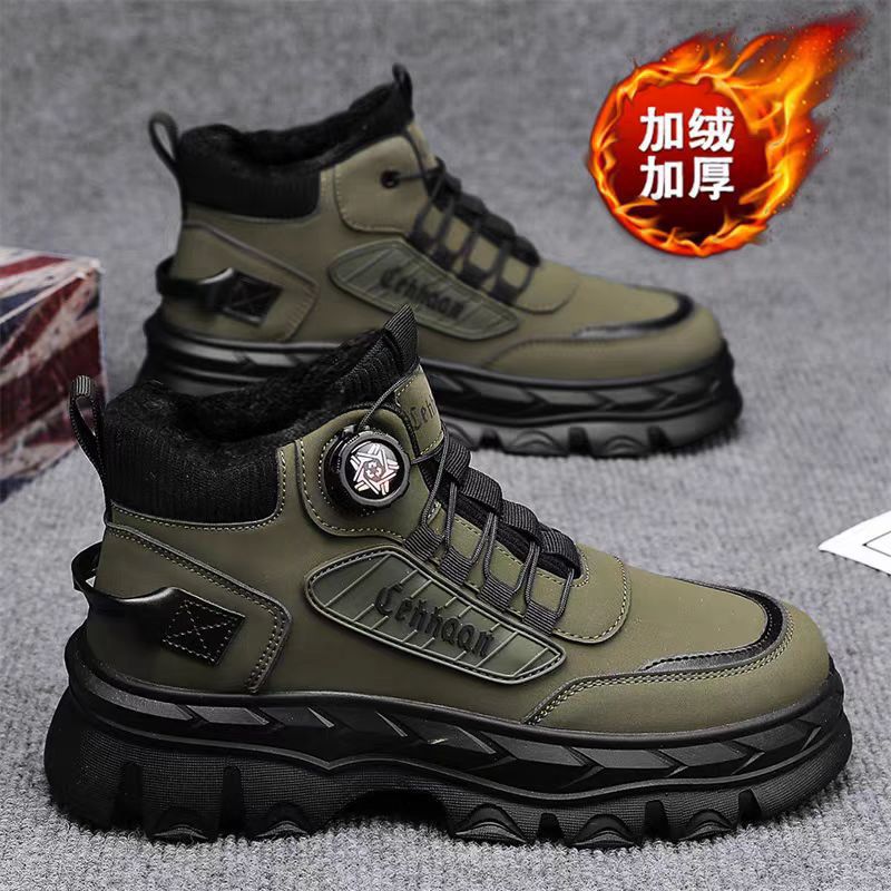 2025 Winter New Men's Boots High-Top Winter Fleece Cotton Shoes Casual Retro Outdoor Mountaineering Martin Men's Cotton Boots