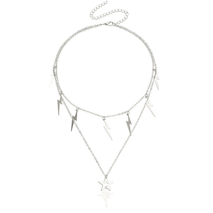 Lightning stars stacked multi-layer necklaces European and American new products simple tassel trend clavicle chain set necklace women's accessories