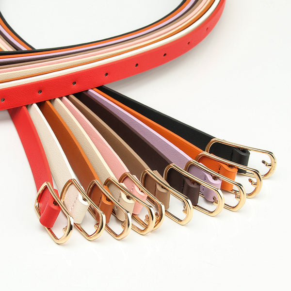 Simple and versatile multi-colored women's thin belt new fresh and sweet dress decorated with oval buckle PU belt in stock