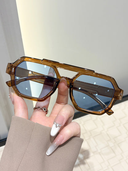 Polygonal dual-beam sunglasses for men, new European and American high-end sunglasses, UV-blocking fashion sunglasses for women