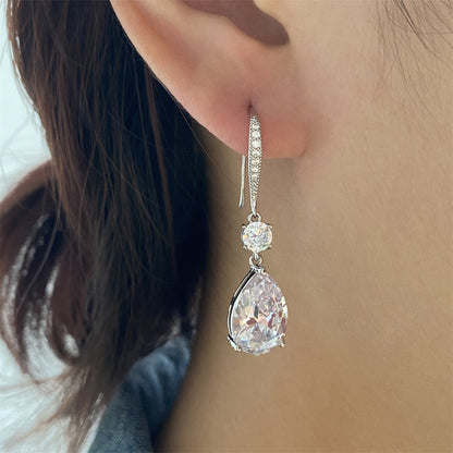 RAKOL Korean version has a simple personality and a long drop earring, a beautiful temperament, a micro-inlaid zircon bridal earring, and an earring