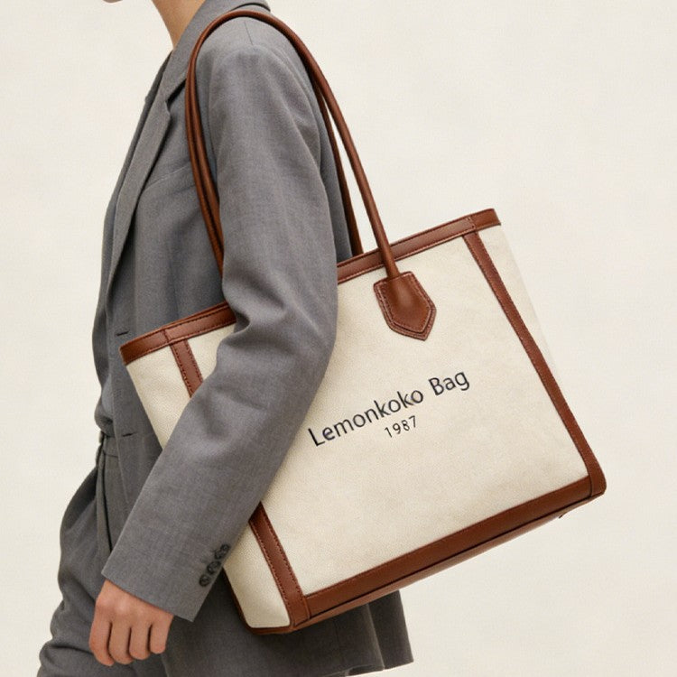 comércio internacional Bolsa tote Novo modelo estilo coreano Grande capacidade para o dia a dia bolsa fashion minimalista contraste de cores Bolsa de ombro Internacional personalização Bolsa