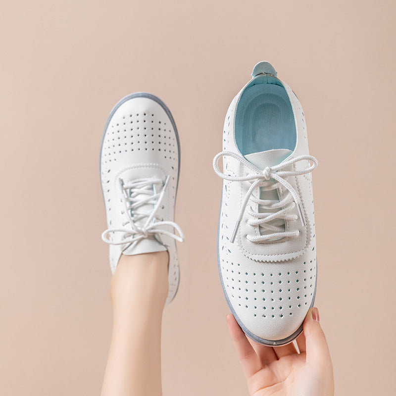 Cross-border plus size women's shoes women's cut-out hole shoes summer sandals breathable casual shoes soft soles lightweight mom shoes