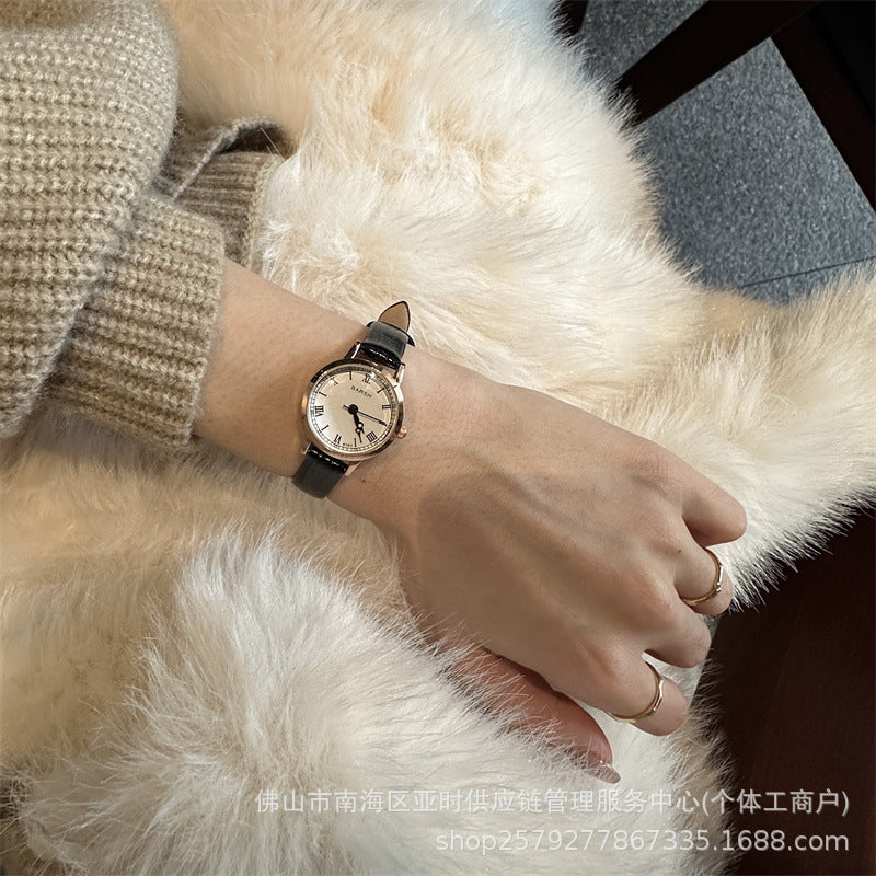 Retro subdial simple belt watch schoolgirl roman korean ins female performance goods wholesale live sale hot sale