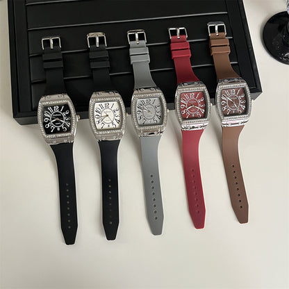 High-value new stylish silicone wine barrel digital INS style women's watch Korean style exquisite casual sports watch