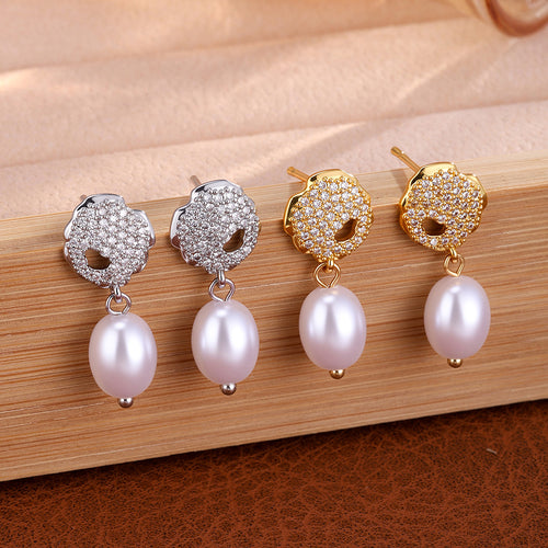 Japanese and Korean exquisite fashion style, niche design, socialite style, light luxury commuter, ultra-glitter fairy with full diamonds, pearl-set earrings