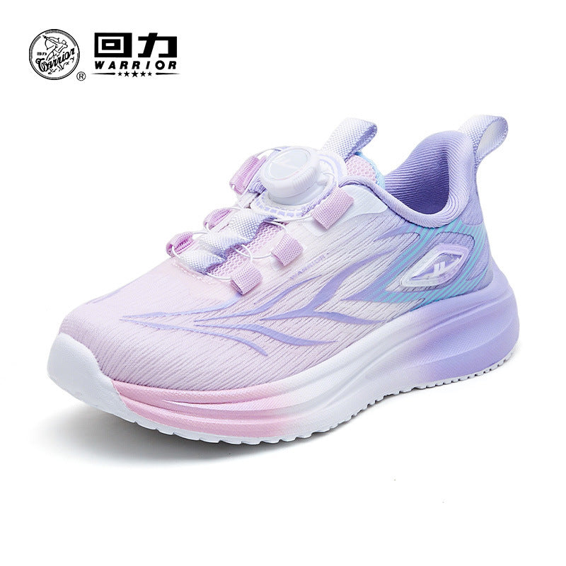 Pullback children's shoes, cool button shoes, autumn new men's and women's purple mesh breathable shoes, versatile athleisure shoes