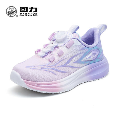 Pullback children's shoes, cool button shoes, autumn new men's and women's purple mesh breathable shoes, versatile athleisure shoes