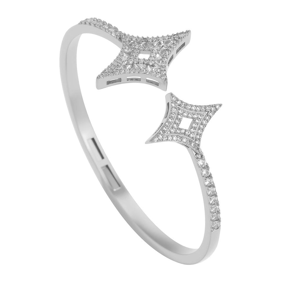 RAKOL Four-pointed star copper zircon bracelet light luxury luxury shines with a sense of luxury and sparkle ornaments with openwork full of diamonds Starburst star set