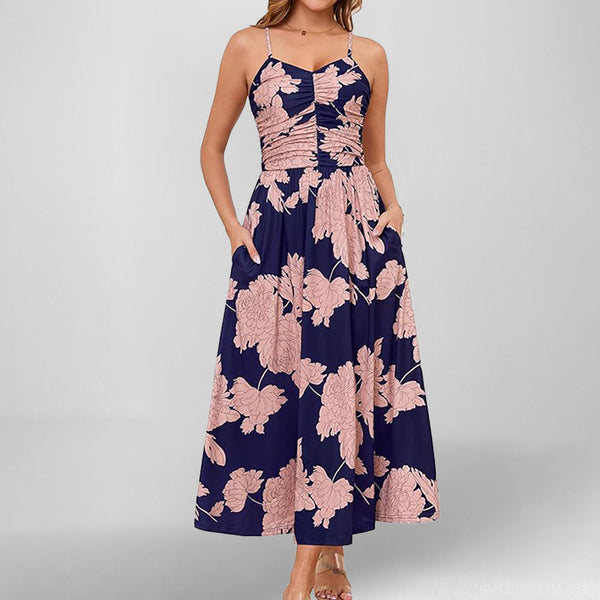 2025 European and American foreign trade cross-border women's clothing Amazon hot sale spaghetti strap floral print sexy slip dress