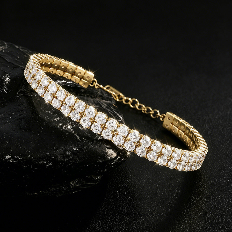 SHEIN's best-selling diamond-studded bracelet, double-row tennis ball chain, accessories, new versatile elegant rhinestone fashion