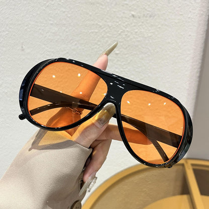 Fashion large frame sunglasses women's new European and American retro toad mirrors big face slimming anti-ultraviolet strong light sunglasses men