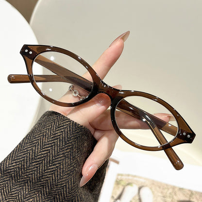 Oval nerd glasses frames for women, 2025 new cross-border Western internet celebrity Mi Nail glasses, no-makeup fashionable frames