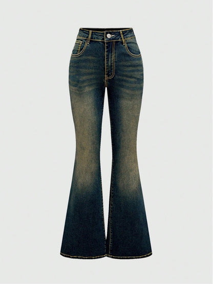 [Cross-border explosive] slightly spicy embroidery jeans elastic slim women's jeans blue