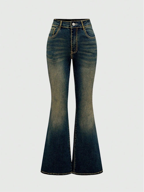 [Cross-border explosive] slightly spicy embroidery jeans elastic slim women's jeans blue