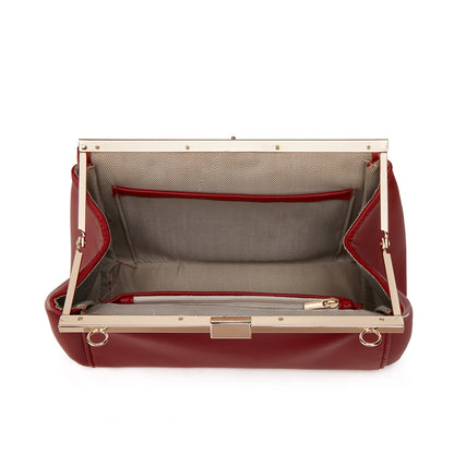 Cross-border retro leather small square bag clip bag one-shoulder crossbody women's bag simple style handbag gentle underarm bag