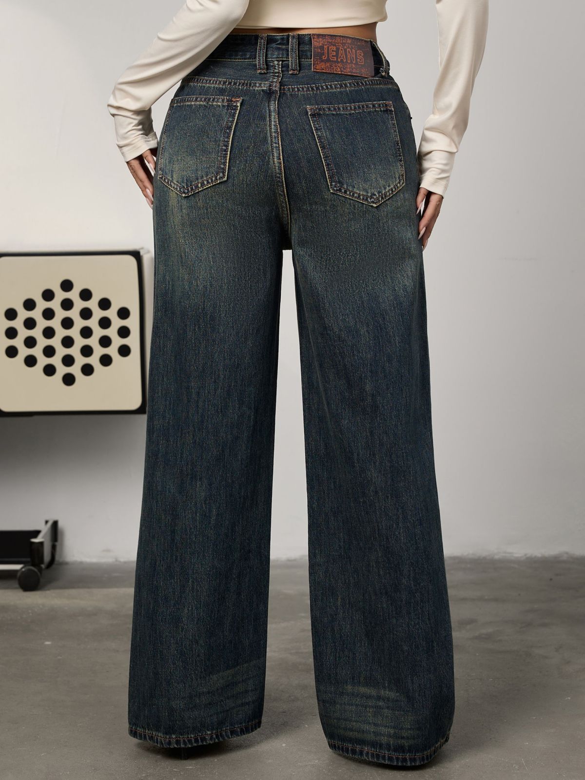 Nostalgic retro American wide-leg jeans women's spring 2025 new loose high-waisted straight-leg pleated floor-length pants