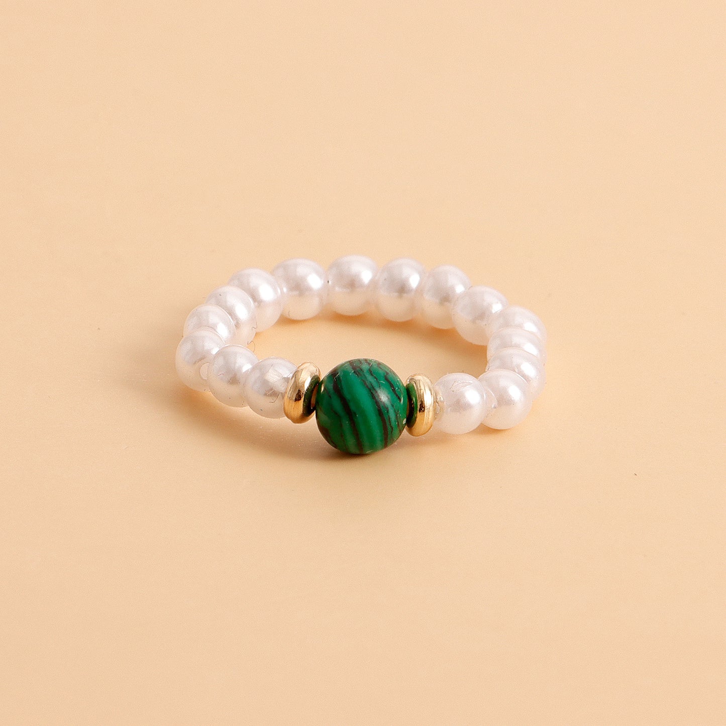 European and American cross-border jewelry Bohemian colorful natural stone imitation pearl rings do not fade, niche design is high-end