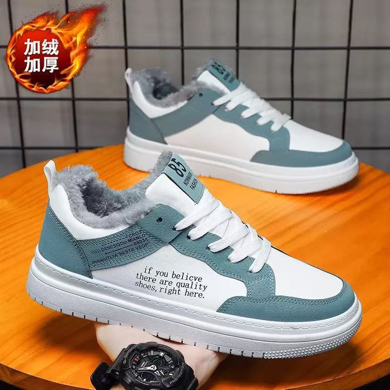 2025 Autumn/Winter New Fleece-Lined Sneakers, Youth Casual Fleece-Lined Thickened Trendy Versatile Student Sports Sneakers
