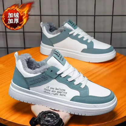 2025 Autumn/Winter New Fleece-Lined Sneakers, Youth Casual Fleece-Lined Thickened Trendy Versatile Student Sports Sneakers