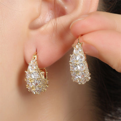 Personality, fashion, light luxury earrings, versatile, high-end earrings, Korean version, new zircon bag, temperament, niche earrings