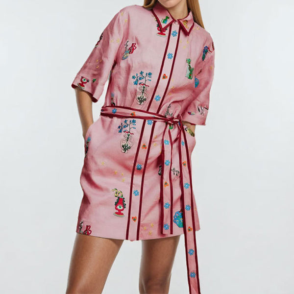 European and American clothing cross-border 2026 AliExpress independent station fashion casual print cardigan short European and American dress women
