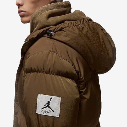 NIKE JORDAN Men's Mid-Length Casual Hooded Jacket Warm Down Jacket DQ7347-385-010