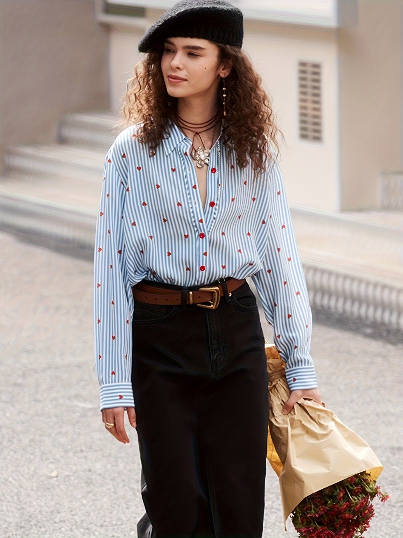 Cross-border European and American plus-size full-print prints, various pattern options, long-sleeve loose casual tops plus size interchange
