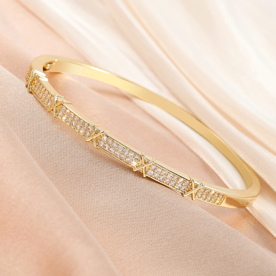 Cross-border AliExpress European and American fashion micro-inlaid hazelite bracelets for women, niche accessories and bracelets for summer women, high-end wholesale