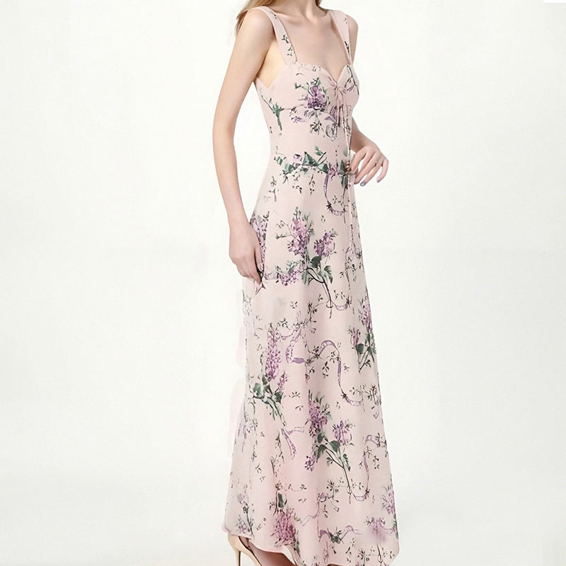 Vestido de verão justo francês com estampado da nova moda europeia e americana da Amazon, disponível em várias cores e tamanhos para o verão de 2025.