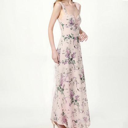 Vestido de verão justo francês com estampado da nova moda europeia e americana da Amazon, disponível em várias cores e tamanhos para o verão de 2025.