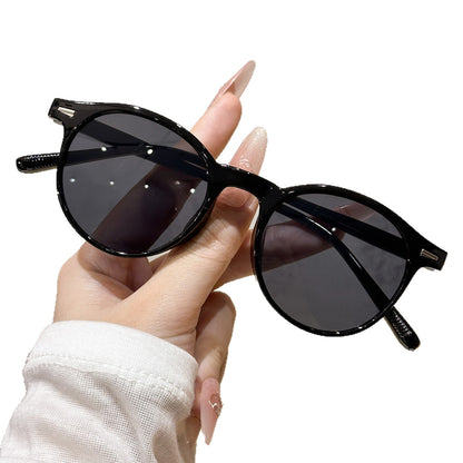 European-American style round sunglasses with UV protection tortoiseshell stud decoration, sun-blocking sunglasses for driving, high-end look