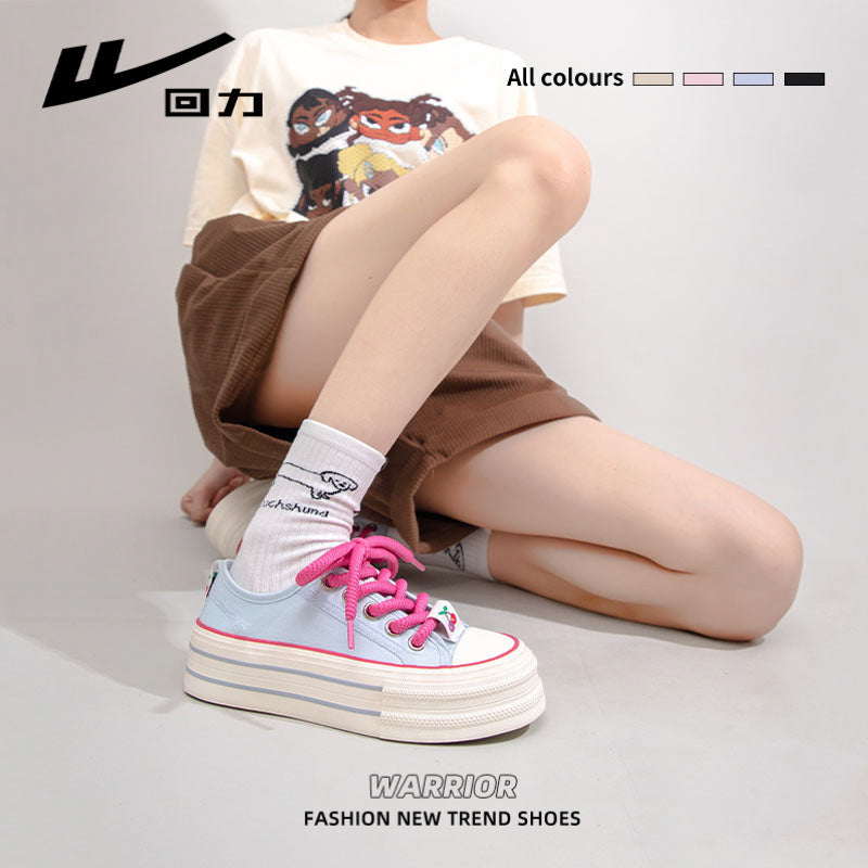 Pullback simple daily platform shoes female college style youth show long legs student board shoes Korean solid color versatile single shoes