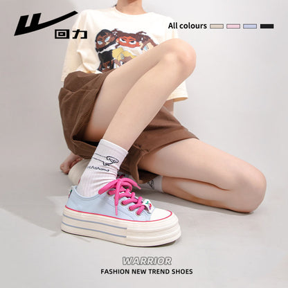Pullback simple daily platform shoes female college style youth show long legs student board shoes Korean solid color versatile single shoes