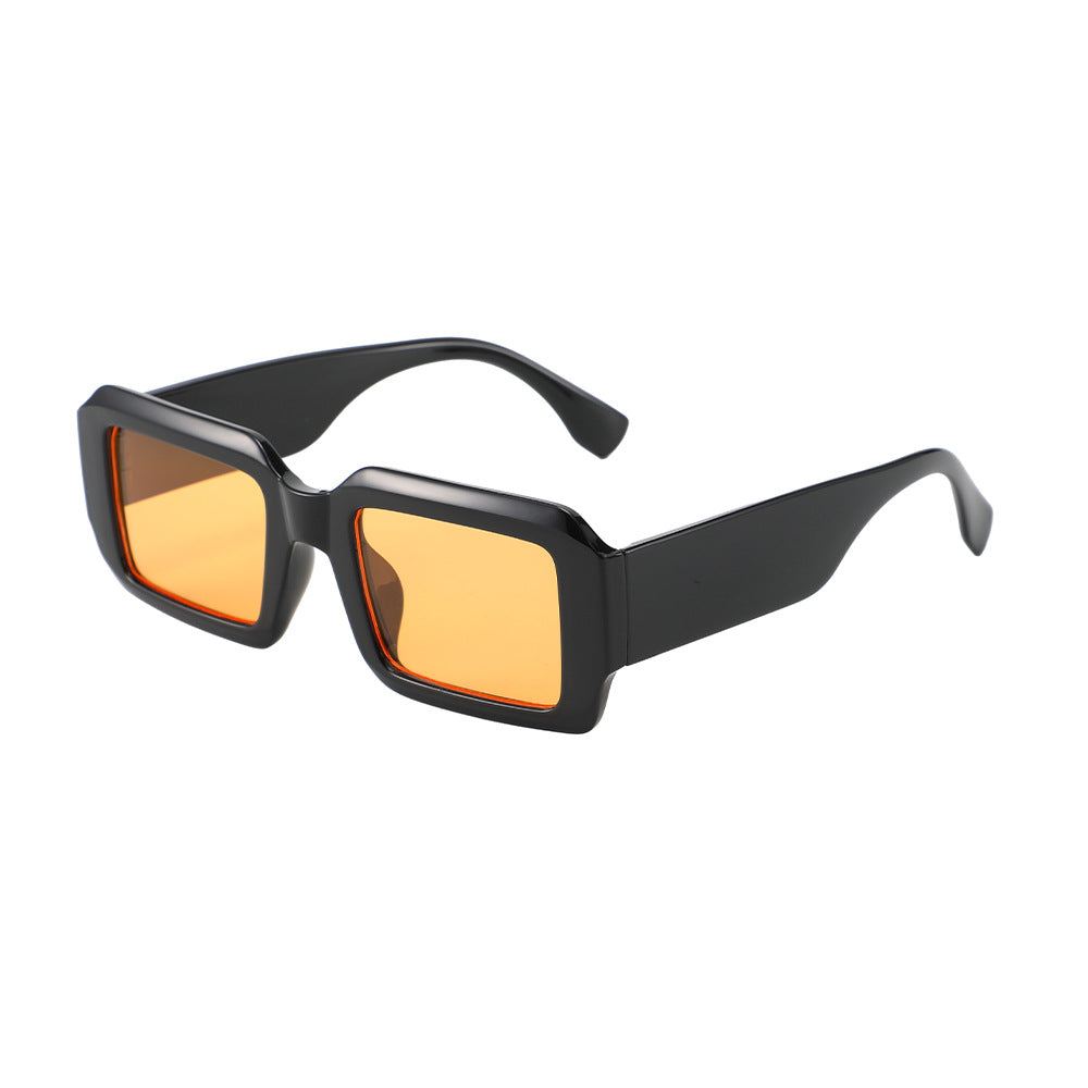 Personalized square frame wide temple sunglasses women's design high-end sunglasses cross-border retro large frame simple sunglasses men