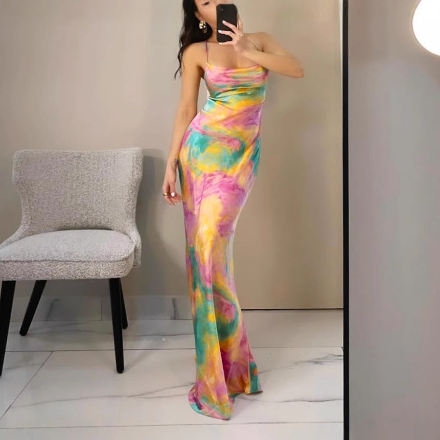 Vestuário feminino europeu e americano, coleção 2025, lançamento imperdível para o verão, vestido sexy e justo com estampado moderno, estilo fashion, para comércio externo e grossista.