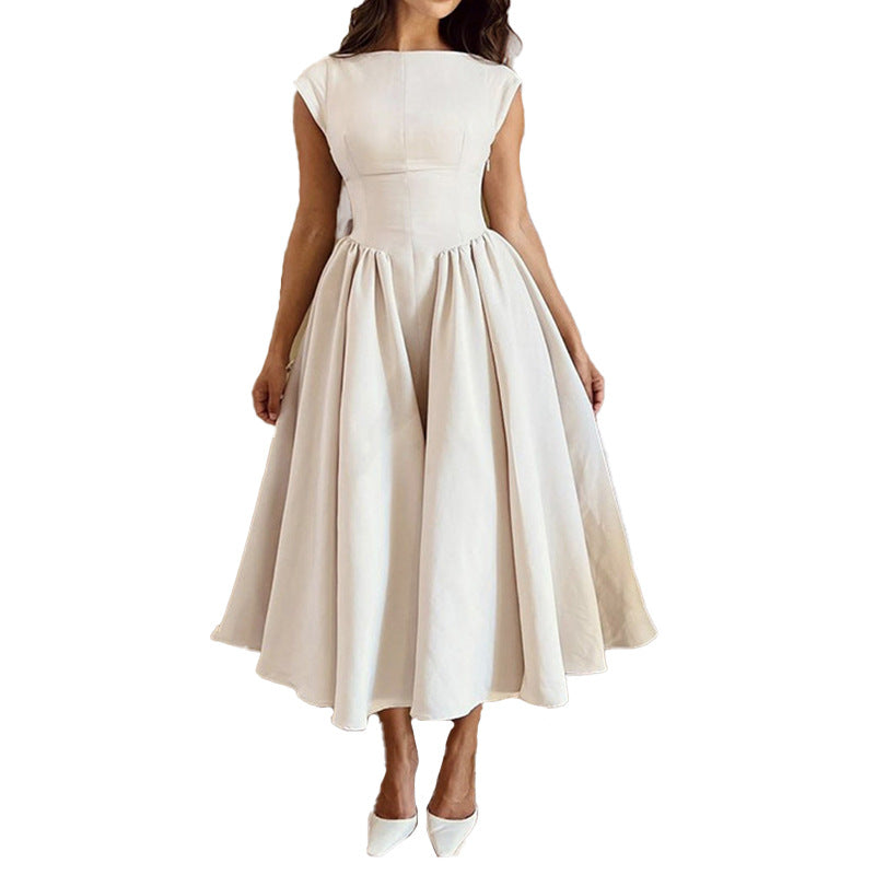 Amazon Spring 2026 French Pure Desire Fashion Temperament Elegant Waist Slimming Sleeveless Back Cutout Dress