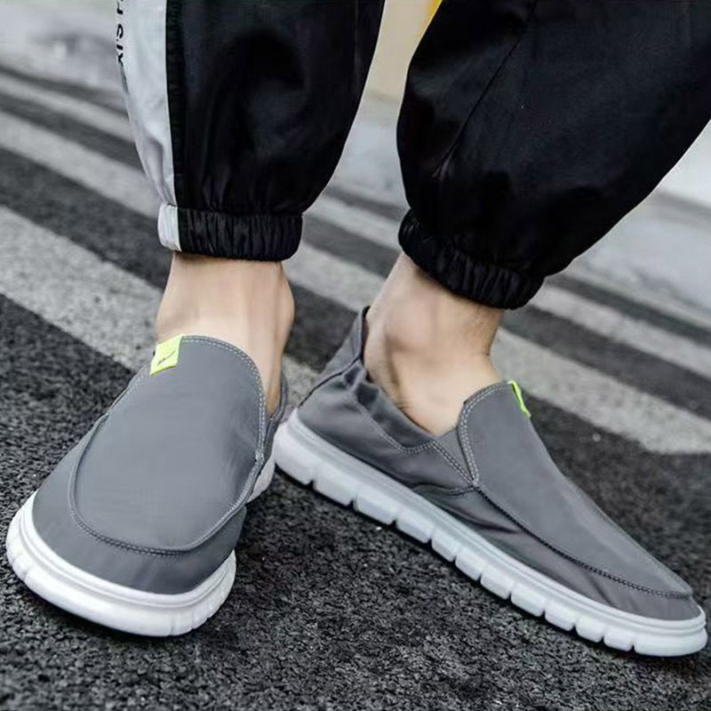 Pull-back work light canvas shoes new one-foot solid color casual shoes breathable and comfortable men's cloth shoes wholesale