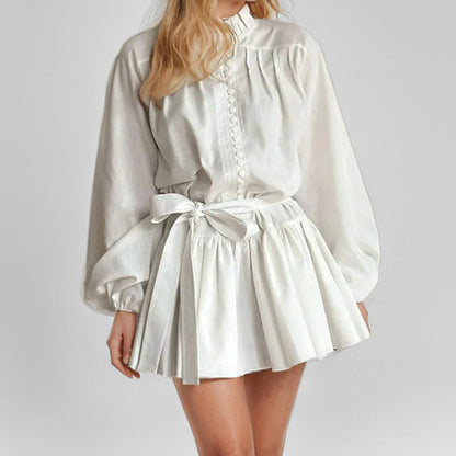 2026 spring new cross-border European and beautiful women's clothing temperament elegant and fashionable printed strap cinched waist short dress